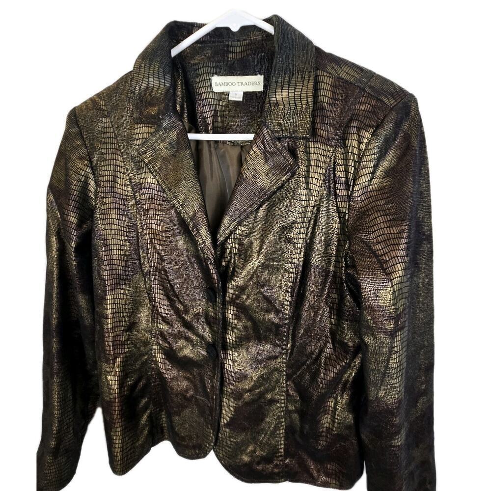 VTG Metallic Bamboo Traders Jacket Snake Print MOBWIFE Ombre MEDIUM City Chic